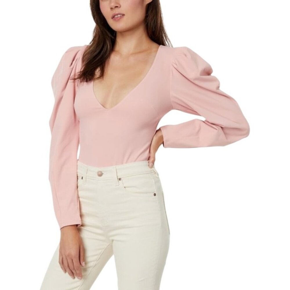 Free People Va Va Voop Size Small Intimately Bodysuit NWT Puff Sleeve Heart Haze